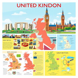 A captivating poster about the United Kingdom with distinct sections and no text