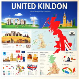 A captivating poster about the United Kingdom with distinct sections and no text