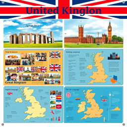 A captivating poster about the United Kingdom with distinct sections and no text