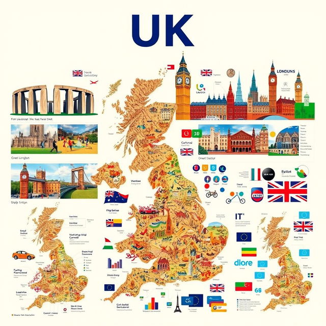 A visually stunning poster about the United Kingdom, designed to be completely free of text