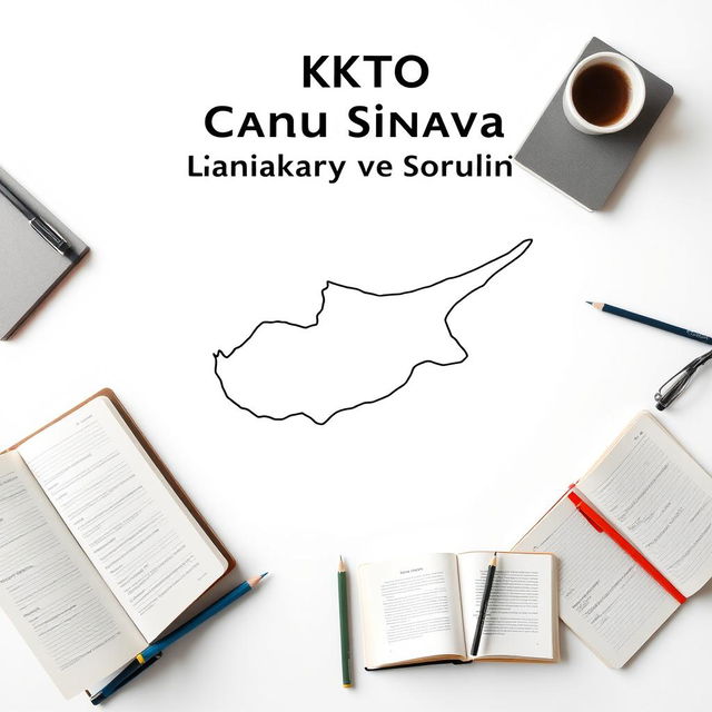 Design an e-book cover for 'KKTC Kamu Sınavı Çalışma Kaynakları ve Soruları'