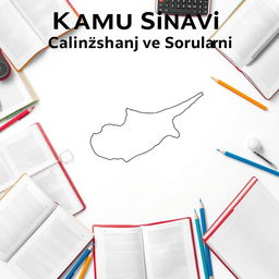 Design an e-book cover for 'KKTC Kamu Sınavı Çalışma Kaynakları ve Soruları'