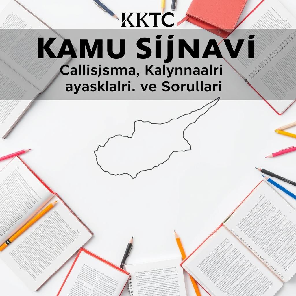 Design an e-book cover for 'KKTC Kamu Sınavı Çalışma Kaynakları ve Soruları'