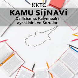 Design an e-book cover for 'KKTC Kamu Sınavı Çalışma Kaynakları ve Soruları'