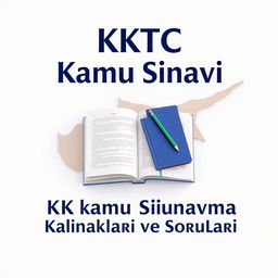An e-book cover design featuring the title 'KKTC Kamu Sınavı Çalışma Kaynakları ve Soruları' prominently at the top in bold, professional font