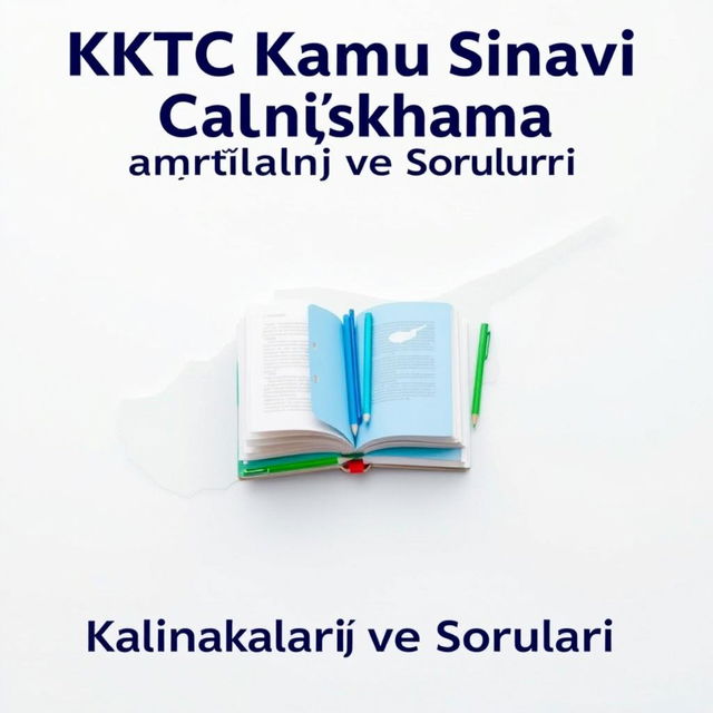 An e-book cover design featuring the title 'KKTC Kamu Sınavı Çalışma Kaynakları ve Soruları' prominently at the top in bold, professional font