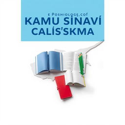 An e-book cover design featuring the title 'KKTC Kamu Sınavı Çalışma Kaynakları ve Soruları' prominently at the top in bold, professional font