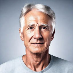 Alter the image to represent the man as older, emphasizing visible signs of aging.