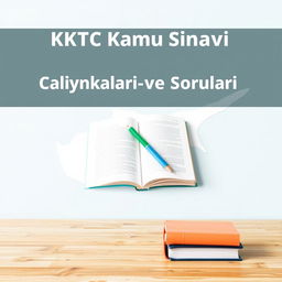 An e-book cover design featuring the title 'KKTC Kamu Sınavı Çalışma Kaynakları ve Soruları' prominently at the top in bold, professional font