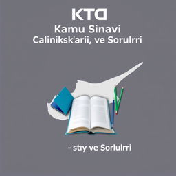 An e-book cover design featuring the title 'KKTC Kamu Sınavı Çalışma Kaynakları ve Soruları' prominently at the top in bold, professional font