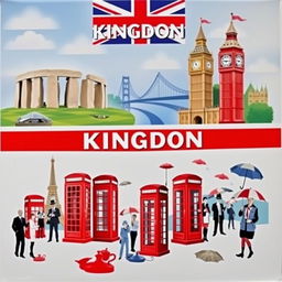 A visually engaging poster about the United Kingdom, divided into two main sections