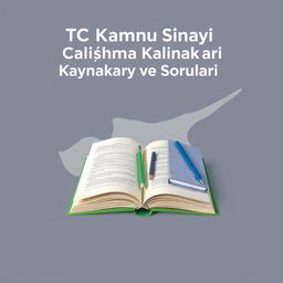 An e-book cover design featuring the title 'KKTC Kamu Sınavı Çalışma Kaynakları ve Soruları' prominently at the top in bold, professional font