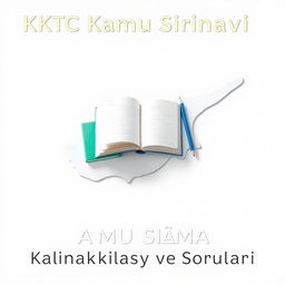 An e-book cover design featuring the title 'KKTC Kamu Sınavı Çalışma Kaynakları ve Soruları' prominently at the top in bold, professional font