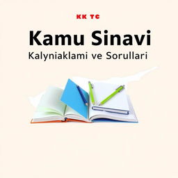 An e-book cover design featuring the title 'KKTC Kamu Sınavı Çalışma Kaynakları ve Soruları' prominently at the top in bold, professional font