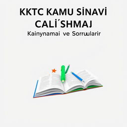 An e-book cover design featuring the title 'KKTC Kamu Sınavı Çalışma Kaynakları ve Soruları' prominently at the top in bold, professional font