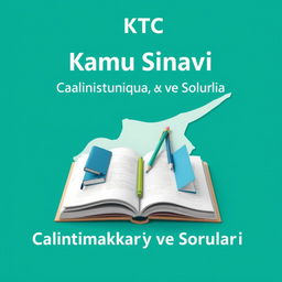 An e-book cover design featuring the title 'KKTC Kamu Sınavı Çalışma Kaynakları ve Soruları' prominently at the top in bold, professional font