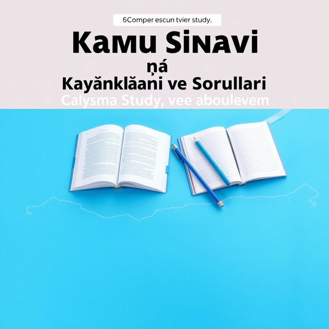 An e-book cover design featuring the title 'KKTC Kamu Sınavı Çalışma Kaynakları ve Soruları' prominently at the top in bold, professional font