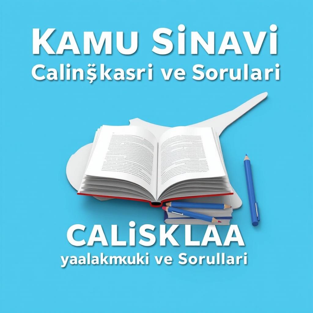 An e-book cover design featuring the title 'KKTC Kamu Sınavı Çalışma Kaynakları ve Soruları' prominently at the top in bold, professional font