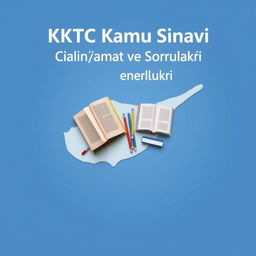 An e-book cover design featuring the title 'KKTC Kamu Sınavı Çalışma Kaynakları ve Soruları' prominently at the top in bold, professional font