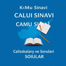 An e-book cover design featuring the title 'KKTC Kamu Sınavı Çalışma Kaynakları ve Soruları' prominently at the top in bold, professional font
