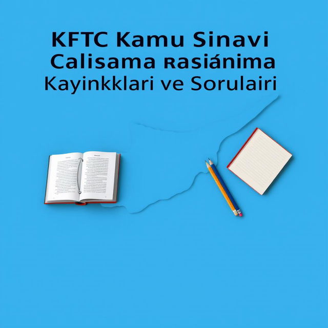 An e-book cover design featuring the title 'KKTC Kamu Sınavı Çalışma Kaynakları ve Soruları' prominently at the top in bold, professional font