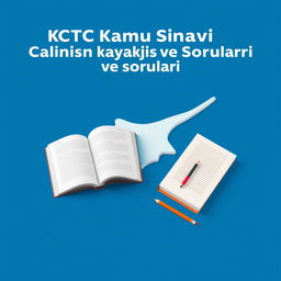 An e-book cover design featuring the title 'KKTC Kamu Sınavı Çalışma Kaynakları ve Soruları' prominently at the top in bold, professional font