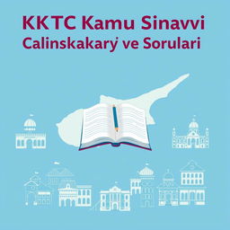 An e-book cover design featuring the title 'KKTC Kamu Sınavı Çalışma Kaynakları ve Soruları' prominently at the top in bold, professional font