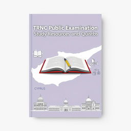 An e-book cover design featuring the title 'TRNC Public Examination Study Resources and Questions' prominently at the top in a bold and professional font
