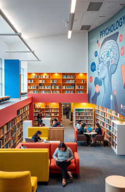 An inviting modern library interior with an emphasis on educational psychology resources