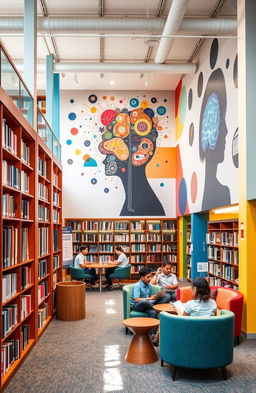 An inviting modern library interior with an emphasis on educational psychology resources