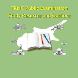 An e-book cover design featuring the title 'TRNC Public Examination Study Resources and Questions' prominently at the top in a bold and professional font