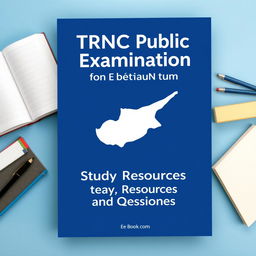 An e-book cover design featuring the title 'TRNC Public Examination Study Resources and Questions' prominently at the top in a bold and professional font