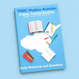 An e-book cover design featuring the title 'TRNC Public Examination Study Resources and Questions' prominently at the top in a bold and professional font in a blue hue