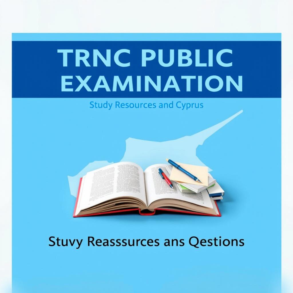 An e-book cover design featuring the title 'TRNC Public Examination Study Resources and Questions' prominently at the top in a bold and professional font in a blue hue