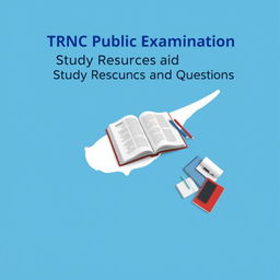 An e-book cover design featuring the title 'TRNC Public Examination Study Resources and Questions' prominently at the top in a bold and professional font in a blue hue