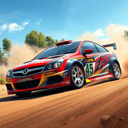 A detailed depiction of the Vectra C Rally Edition, showcasing its sleek, modified body design optimized for rally racing