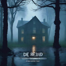 Generate a chilling movie poster with bold and dramatic text for 'Wet Scary Movie', featuring ominous rain-soaked scenery and eerie shadows