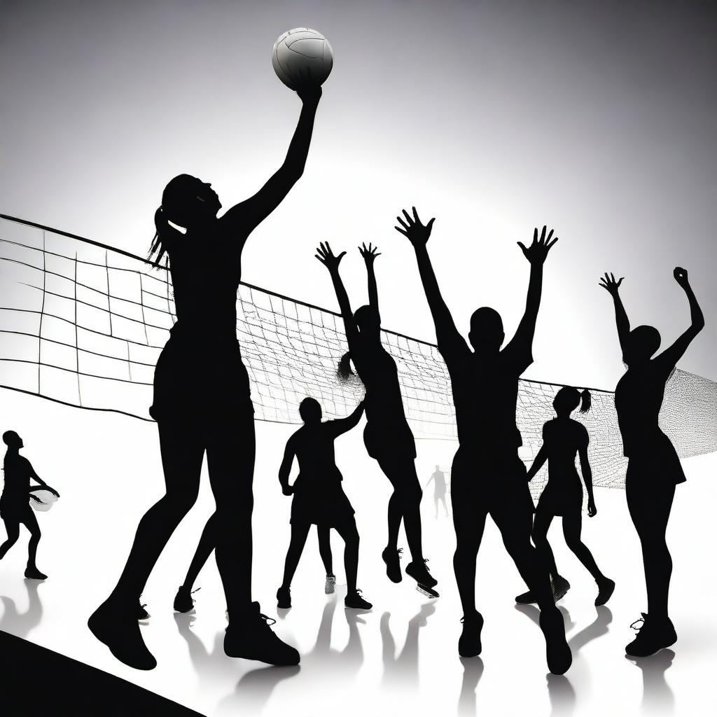 Generate a dynamic image capturing an intense volleyball game