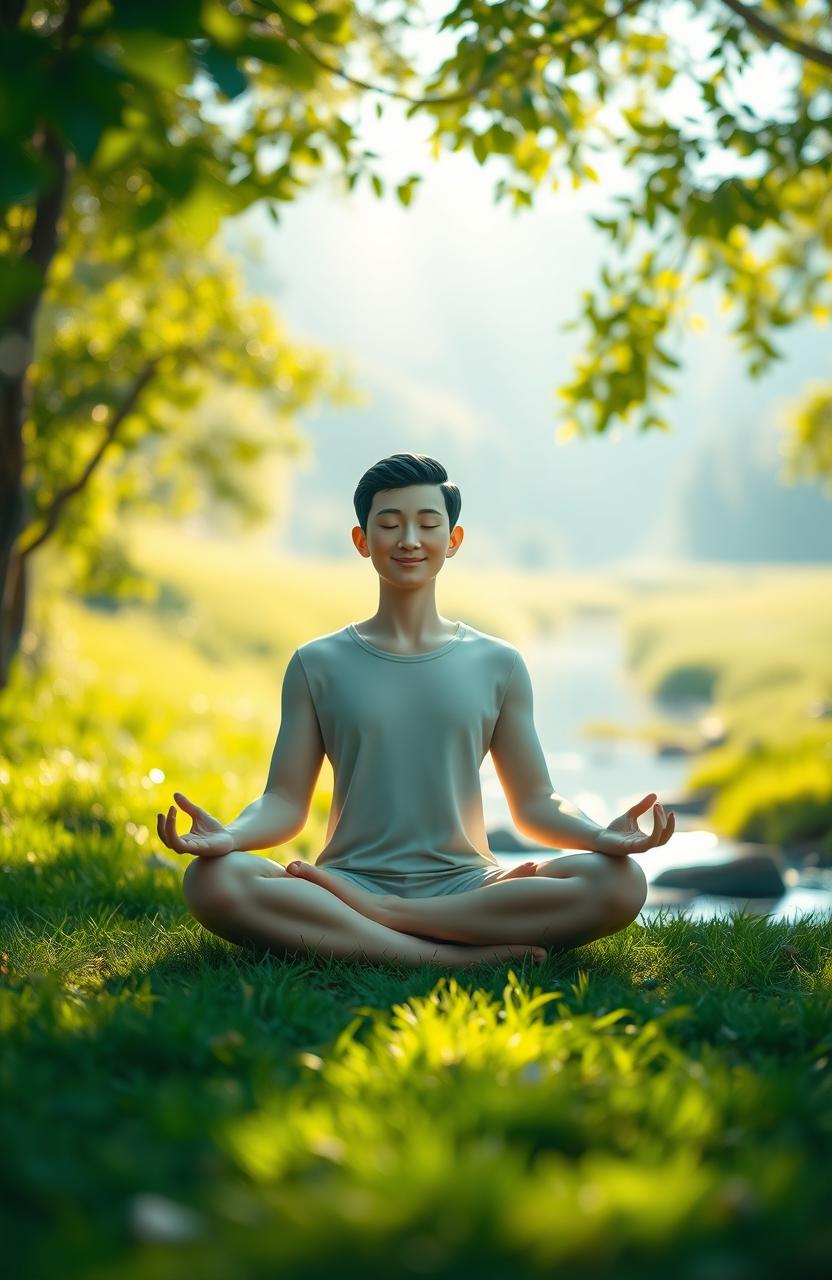 A serene and peaceful scene depicting mindfulness and mental clarity