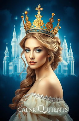 A majestic queen portrait featuring her adorned with a stunning golden crown