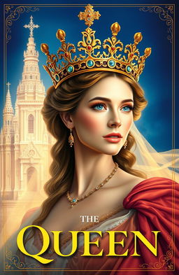A majestic queen portrait featuring her adorned with a stunning golden crown