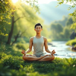 A serene and peaceful scene depicting mindfulness and mental clarity