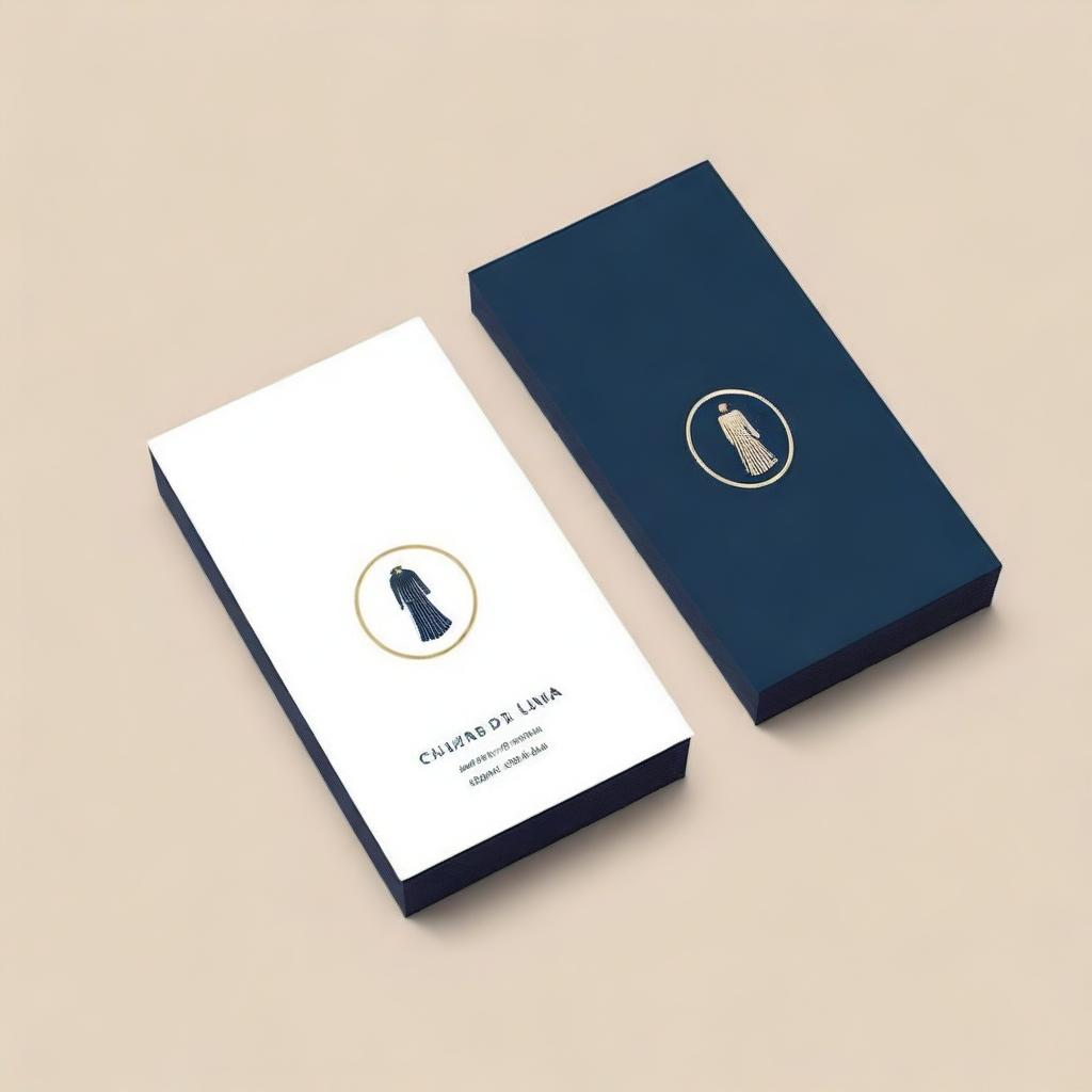 Create a stylish and elegant business card featuring the women's clothing brand 'Chiaro di Luna'