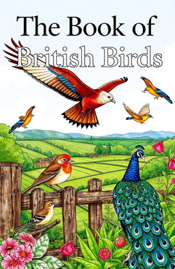 A beautifully illustrated cover of 'The Book of British Birds', featuring various native British birds in their natural habitats