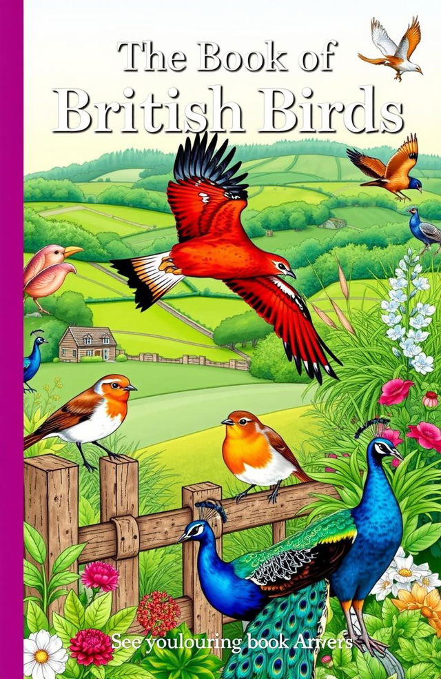 A beautifully illustrated cover of 'The Book of British Birds', featuring various native British birds in their natural habitats