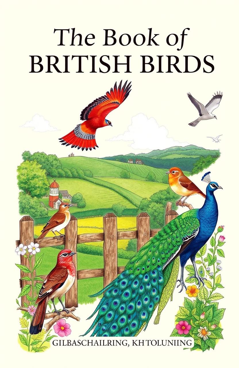 A beautifully illustrated cover of 'The Book of British Birds', featuring various native British birds in their natural habitats