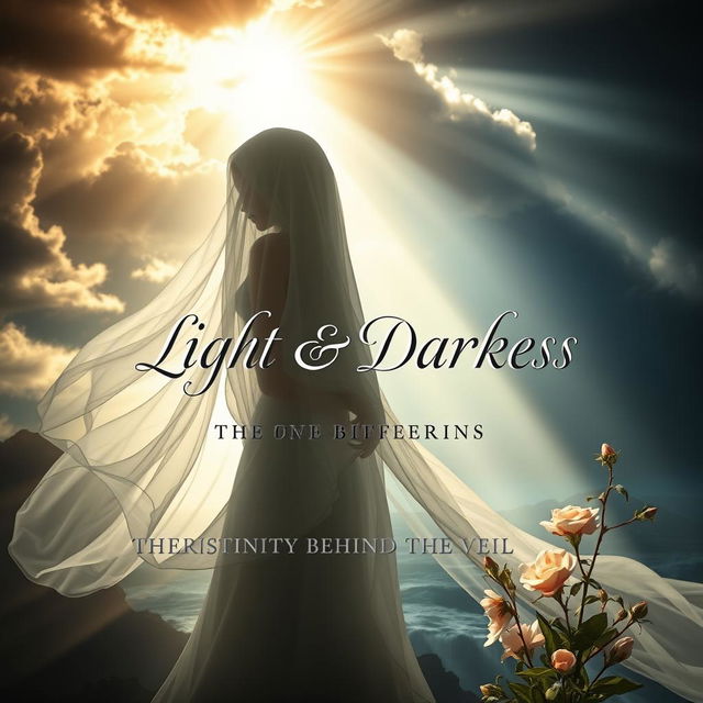 An enchanting book cover for a work titled 'Light & Darkness - The Christianity Behind the Veil'