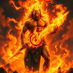 A dynamic portrayal of Ignis, the God of Fire and Passion