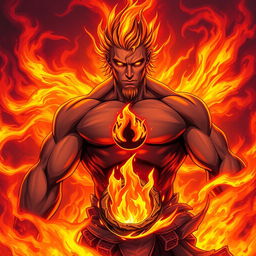 A striking illustration of Ignis, the God of Fire and Passion