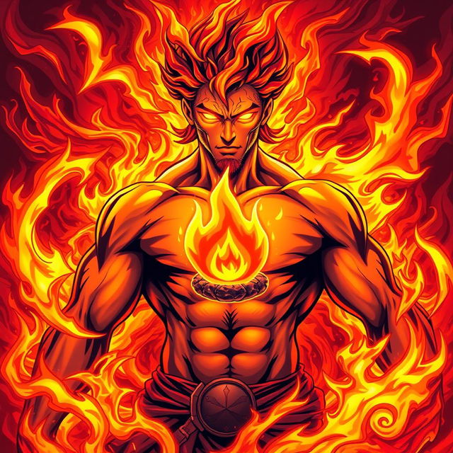 A striking illustration of Ignis, the God of Fire and Passion